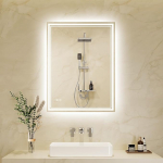 Vannitoa peegel koos valgustusega 40 x 60 cm LED Vannitoa peegel koos uduvastase l&uuml;litiga 3 valgusv&auml;rvi timmitav peegel Vannitoa seinapeegel ilma raamita