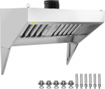 VEVOR Commercial Cooker Hood, 1.2m Extractor Hood for Food Trucks, roostevabast terasest seina Hood kontsessioon haagis 2 eemaldatav U-kujuline &otilde;li filter v&otilde;rgud, roostekindel Extractor Hood