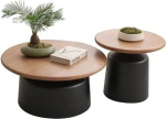 Runde Couchtisch Set, Modernes Holzdesign, Einfache Montage f&uuml;r Wohnzimmer, Schlafzimmer, Home Office