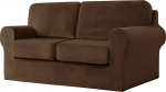 Topchances Upholstery Cover Diivan Cover for 2 Seater koos 2 eraldi padjad ja 2 seljatoed, 5 t&uuml;kki, Stretch diivan Slipcover, asendamine m&ouml;&ouml;bli kaitsekate elutuba (tume kohv, 2