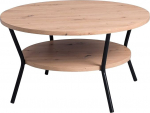 Diivanilaud, Diameeter 80 cm, Artisan tammepuust, must, metallist raam, diivanilaud, elutoa laud