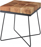 FineBuy k&uuml;ljelaud, 45 x 45 x 51 cm, akaatsia t&auml;ispuidust metallist raamiga, t&ouml;&ouml;stuslik k&uuml;ljelaud, kandiline t&auml;ispuidust laud, pruun, elutoa laud, kaasaegne puidust laud metalljalgadega