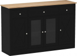 GIANTEX k&ouml;&ouml;gikapp t&ouml;&ouml;tasapinnaga, sahtlite ja 2 uksega, reguleeritavad riiulid, buffetkapp s&ouml;&ouml;gi- ja elutuppa, 140 x 40 x 90 cm (must)