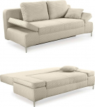 Kaasaegne funktsionaalne diivan k&uuml;lalisvoodiga ja voodikastiga W202/D103/H89 cm, vedrustuss&uuml;damik istmes ja seljas, magamisdiivan lamamispinnaga 144 x 198 cm, kattekangas corduroy, beež hall / 15203