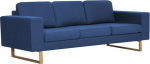 Gecheer 3-kohaline polsterdatud diivan 200 x 82 x 75 cm koos seljapadja ja istmepatjaga, TV diivan Puhkussohv, TV diivan, puhketool, puidust raam ja kangast polsterdus, Sinine