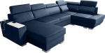 Robin Inspire Cezar Corner Diivan Sleep Function Bed Box Reguleeritavad peatuged Diivan L-kujuline diivanvoodi Vabalt seisev nurgas diivanvoodi elutoa m&ouml;&ouml;bel koos s&uuml;learvuti lauaga pistikupesa Right Navy