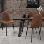 ML-Design 4 s&ouml;&ouml;gitooli komplekt seljatoega, pruun, skandinaavia vintage polsterdatud toolid metalljalgadega, PU kunstnahast iste, ergonoomilised k&ouml;&ouml;gitoolid s&ouml;&ouml;gilauale, elutoa toolid