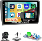 Roinvou 4+128G Android 15 autoraadio Seat Ibiza 2016 2017 koos Carplay Android autoga, 9-tolline autoraadio Incell puuteekraaniga GPS Bluetooth EQ WiFi RDS FM SWC MIC tagurduskaameraga