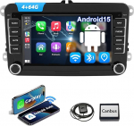 ESSGOO 4+64G Android15 Autoradio F&uuml;r VW Golf 5 6 Polo Passat Seat Caddy RCD330-7zoll Auto Radio Display mit CarPlay und Android Auto Bluetooth GPS RDS Navi Mirror Link FM SWC