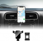 KUNGKIC auto mobiiltelefoni hoidja Reguleeritav auto telefoni hoidja, mis &uuml;hildub VW Volkswagen 2009-2013 Golf 6 GTI MK6 tarvikud interj&ouml;&ouml;r 360 &deg; p&ouml;&ouml;ramine tsingisulamist ABS (must)