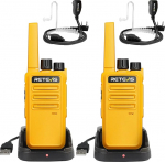Retevis RT668 Walkie Talkie, vastupidav Walkie Talkie t&auml;iskasvanutele, PMR446, VOX, USB C, laetav aku ja peakomplekt, professionaalne raadio telkimiseks, perekonnale (oranž, 1 paar)