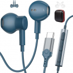 USB C Kopfh&ouml;rer f&uuml;r Samsung Galaxy S26 Ultra S25 S24 S23 S22 A56 A16 A17, Magnetische In Ear Kopfh&ouml;rer mit Mikrofon & Lautst&auml;rkeregler Typ C Ohrh&ouml;rer f&uuml;r iPhone 17 16 15 Plus f&uuml;r OnePlus Blau