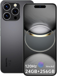 OUKITEL P1 mobiiltelefon ilma lepinguta - 24GB + 256GB nutitelefon ilma lepinguta Android 14, 6,7-tolline AMOLED-ekraan Simlock-free mobiiltelefon 5150mAh, 50MP + 32MP kaamera, GPS, NFC, must