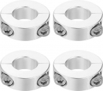 QUARKZMAN 4 St&uuml;ck Wellenklemme, 3/4" Bohrung 1-1/2" AD 1/2" Dicke Doppelt Geteilte Stellringe, Aluminium Wellenkragen mit Stellschrauben, Silber