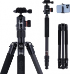 Rollei C5i kompaktne kerge alumiiniumist universaalne fotostatiiv koos kuulpea ja statiivikotiga, saab kasutada statiivina, ministatiivina, makrostatiivina ja monopolina, Arca Swiss &uuml;hilduv, must