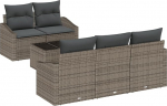 Rantry 6-teiliges Garten Sofa Set mit Kissen Grau Poly Rattan Gartenlounge Model3355268