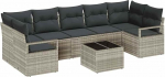 8-teiliges Garten Sofa Set mit Kissen Hellgrau Poly Rattan Gartenlounge Model3354971