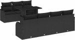 8-teiliges Garten Sofa Set mit Kissen Schwarz Poly Rattan, 2-Sitzer Garten Sofa mit Kissen Schwarz Poly Rattan Gartenlounge Model3348409