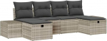Rantry 6-teiliges Garten-Sofa-Set mit Kissen Hellgrau Poly-Rattan Gartenlounge Model3359421