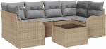 Rantry 7-teiliges Garten Sofa Set mit Kissen Beige Poly Rattan, 2-Sitzer Garten Sofa mit Stauraum & Kissen Beige Poly Rattan Gartenlounge Model3354269