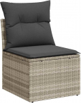 Rantry 11-teiliges Garten Sofa Set mit Kissen Graues Poly Rattan, Zweisitzer Garten Sofa mit Stauraum & Kissen Hellgrau Poly Rattan Gartenlounge Model3354561
