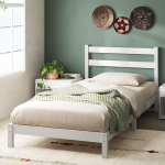 Zinus Robin Bed 80 x 190 cm - voodiraam 20 cm k&otilde;rge - platvormvoodiraam j&auml;tkusuutlikust bambusest koos peaplaadiga - valge