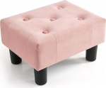 Poofzy Small Footstool Ottoman Velvet Ottoman Footrest with Legs Rectangle Footstool Ottoman for Couch Ottoman Footstool for Living Room Entryway (Pink)