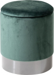 Home4You Ottoman Stool with Storage Space and Lid Velvet Dark Green Diameter 31 cm x Height 39 cm