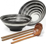 Noble Createaprototype Keraamilised Ramen-kausid komplekt - portselanist nuudlikausid pasta, suppide, salatite, suupistete, teravilja jaoks koos lusikate ja s&ouml;&ouml;gipulkadega, 1000 ml