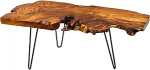 riess-ambiente.de Solid Coffee Table Wild 100 cm Teakist tahke puidu ketas Hairpin jalad elutuba laud puidust laud