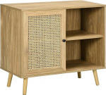 HOMCOM Sideboard k&ouml;&ouml;gikapp uksega, 2 avatud kambrit, hoiukapp reguleeritava riiuliga, kallutatav kaitse elutuppa, naturaalne m&auml;nnipuit, 80 x 39 x 70 cm