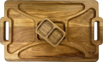 EFO Wooden Serving Platter 48 x 29 cm | Serving Tray Made of Solid Oak Wood with Bowls and Compartments | Serving Tray for Cheese, Antipasti and Snacks | Vesper Board for Stylish Serving