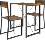 tectake 3-osaline t&ouml;&ouml;stusliku disaini s&ouml;&ouml;gikomplekt 2 inimesele puidust + metallist, s&ouml;&ouml;gilaud koos 2 tooliga, s&ouml;&ouml;gituppa, k&ouml;&ouml;ki, must metallist raam (Industrial Dark Brown)