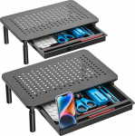 WALI Dual Monitor Stand with Storage Desk Monitor Riser 3 k&otilde;rgusreguleeritav s&uuml;learvuti t&otilde;usja koos ventilatsiooni pesadega Desk Organizer arvuti s&uuml;learvuti printeri s&uuml;learvuti jaoks