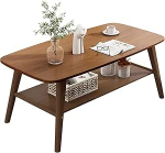 Exquisite Coffee Table, Double Layer Square Diivan Side Table, Multifunktsionaalne tahke puidu vaba aja tabel elutoas, v&auml;ike korter istumislaud, riiul (v&auml;rv : A, suurus : 120x60x)