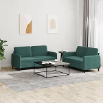 Gecheer 2-TLG. Sofagarnitur Dunkelgr&uuml;n Samt, Moderne Couch Polstersofa f&uuml;r Wohnzimmer Schlafzimmer Spielzimmer3201976