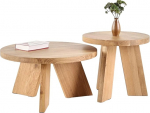 SMREKI &uuml;mmargused kohvilaudad | 2 tuba laudade komplekt | elutoa lauad t&auml;ispuidust - v&auml;ga tugevad kohvilaudad metsiku tamme v&auml;limusega, k&uuml;lgmised lauad elutuppa - naturaalne, L 70 x L 70 x K 37 cm + L 50