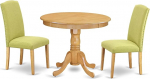 East West Furniture 3-osaline toam&ouml;&ouml;blikomplekt sisaldab &uuml;mmargune k&ouml;&ouml;gilaud koos alusega ja 2 Limelight Parson linasest riidest s&ouml;&ouml;gitooli 36 x 36 tolli ANEN3-OAK-07