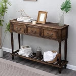 LUNAIZHUO rustikaalne konsoollaud, konsoollaud sahtlitega, t&auml;ispuidust hoiukapp elutuppa, esikusse, sissep&auml;&auml;suks, magamistuppa (114 x 80 cm/44.9 x 31 tolli)