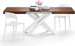 MOBILI FIVER, Emma 140 cm pikendatav laud, p&auml;hklipuust valge X-jalaga, laminaat, raud, valmistatud Itaalias.