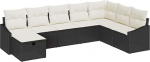 Rantry 8-teiliges Garten Sofa Set mit Kissen Schwarz Poly Rattan Gartenlounge Model3359326