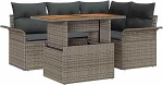 5-teiliges Garten-Sofa-Set mit Kissen Grau Poly Rattan, 2-Sitzer Garten-Sofa mit Stauraum und Kissen Grau Poly Rattan Gartenlounge Model3358064