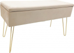 ECHTWERK Scarlett Bench sametkattega polsterdatud pink, ristk&uuml;likukujuline hoiukapp, meigipink hoiuruumiga, metalljalgadega hoiupink, 75 x 30 x 41,5 cm, pol&uuml;estersegu, kreemjas v&auml;rvus.