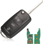 Heart Horse 3-nupuga autov&otilde;tme korpuse kaugjuhtimispult, mis &uuml;hildub V W v&otilde;tmekarbiga, kokkupandav v&otilde;tme korpus V W Go-lf Caddy Beetle Je-TTA P-olo Skoda MK6 Seat (433 MHz ID48 kiip)