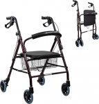 Mobiclinic Rollator for Seniors with 4 Wheels | Walker | Model: Escorial | Ultralight Aluminium | Foldable | Easy Storage | Brakes and Ergonomic Handles | With Basket | Measures: 59 x 65 x 82/92 cm | Maximum Weight Supported 120 kg