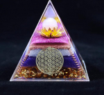 7 Chakra Orgonite Pyramid Flower of Life Pyramid, EMF Protection Healing Crystals and Stones Meditation Chakra Crystals (Extra Large 8 cm / 3.15 Inches)