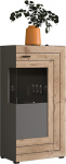 xonox.home Wohnen Freno X30A2T21 Glass Cabinet in Grey with Nox Oak Trim Approx. 60 x 118 x 37 cm