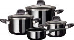 Silit Modesto Line Induction 4-Piece Saucepan Set with Glass Lid, Silargan Functional Ceramic, Induction Pots Set, Nickel-Free, Black