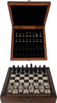 Helena Wood Art, Handmade Wooden Chess Board with Storage System Metal Chess Pieces Deluxe Edition Chess Set Chess Set 40 x 40 cm