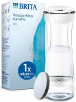 BRITA water filter carafe white-gray / carafe incl. 1 MicroDisc filter / water carafe for stylish serving of water / filter reduces chlorine and microparticles in tap water